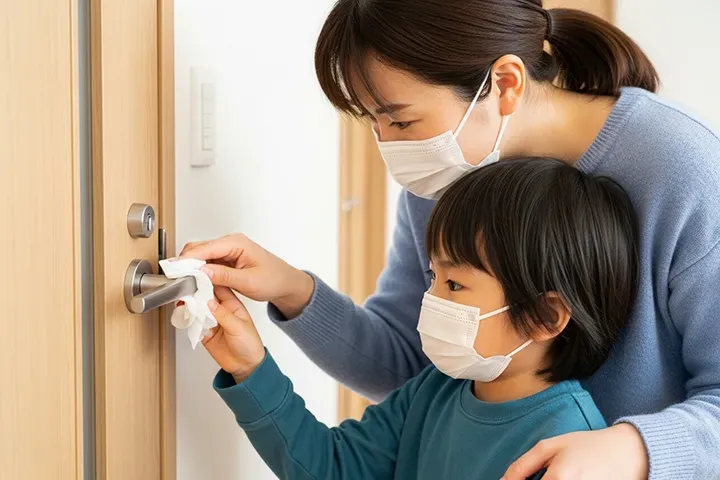 家族でのインフルエンザ感染を防ぐには?家庭内での予防対策と隔離・外出の目安