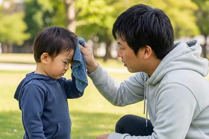 子どものたんこぶは冷やす?保冷剤の当て方・時間と注意点を小児科医が解説
