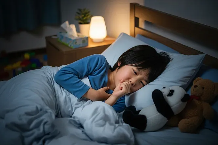 子どもの夜の咳が長引くのはなぜ?続く原因と病気の見分け方、家庭でできるケアを解説