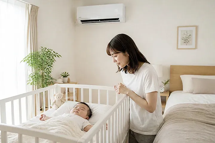 子ども・赤ちゃんの夏のエアコン設定温度｜冷房の使い方と熱中症予防のポイント